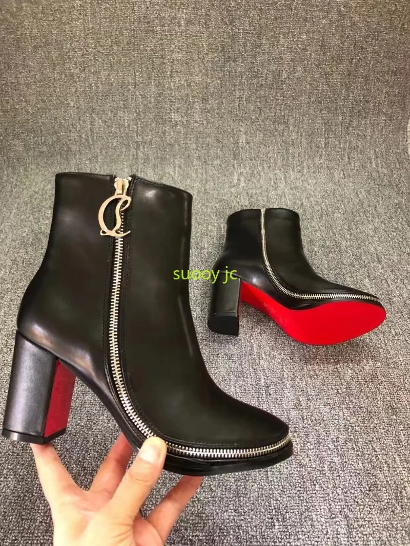 

SHOES RED BOTTOM Women's Long boots Made of calf leather, with sheepskin insoles Sizes 35-42 Heel height hand sewing 026