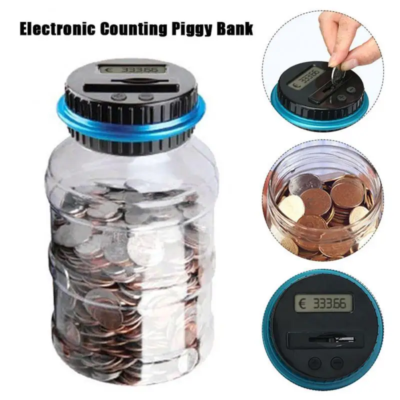 Electronic Piggy Bank Counter Coin Digital LCD Counting Coin Money Saving Box Jar Coins Storage Box For USD EURO Money Gifts