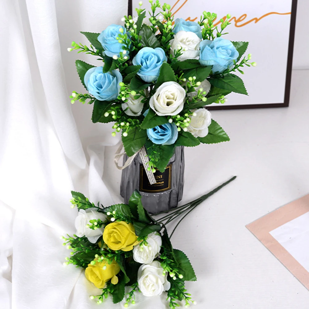 Шелковые красные розы 33 см искусственный цветок для вазы недорогой букет сделай