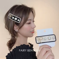 korean pearls hairpin extravagant crystal hair clips vintage metal chain barrettes women jewelry headwear 2021 hair accessories