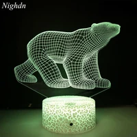 animal 3d lamp bear monkey lion tiger night light for children room decor remote control bedside small table lamp gift for kids