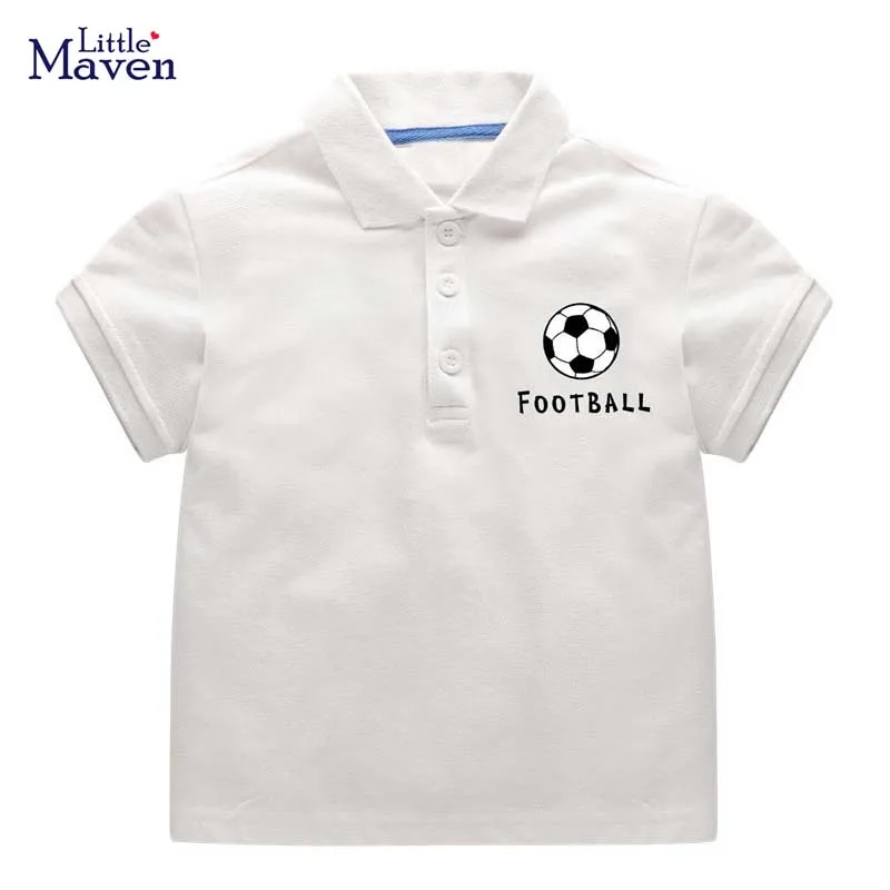 

Little maven 2022 Baby Boys Kids Football Polo T-shirt Cotton New Fashion Summer Tops Soft and Comfort for Kids 2-7 year
