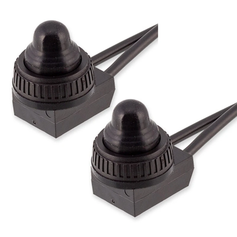 

2x Waterproof Push Button On-Off Switch With 4" Lead Wire For Car Boat Outdoor Lighting Emergency Lights Home Appliances