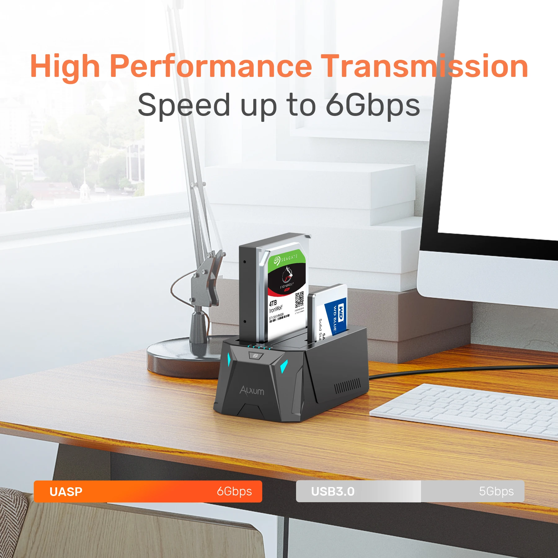 Фото Док-станция для жесткого диска SATA с двумя отсеками, USB C 3.0 на 2,5/3,5-дюймовый HDD SSD-адаптер с автономным клонированием для Windows macOS Linux №2