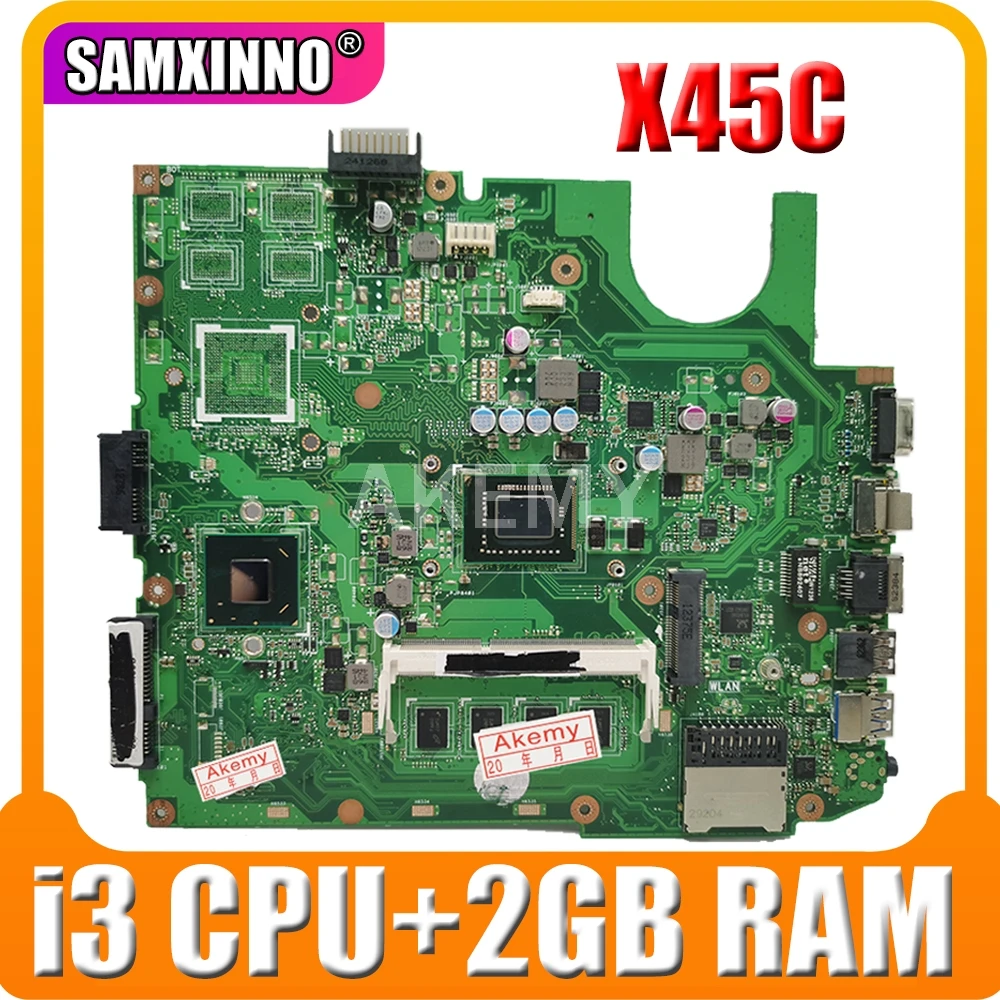 

SAMXINNO For ASUS X45C Laotop Mainboard X45C X45VD X45V X45 Motherboard with i3 cpu + 2GB RAM