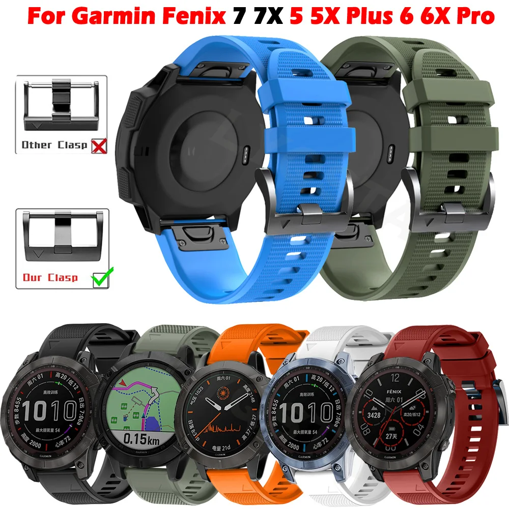 

22 26mm Watchband For Garmin Fenix 7X 7 6X 6 Pro 5 5X Plus 3HR Epix Gen 2 Enduro MK1 MK2 Quick Release Silicone Strap Bracelet