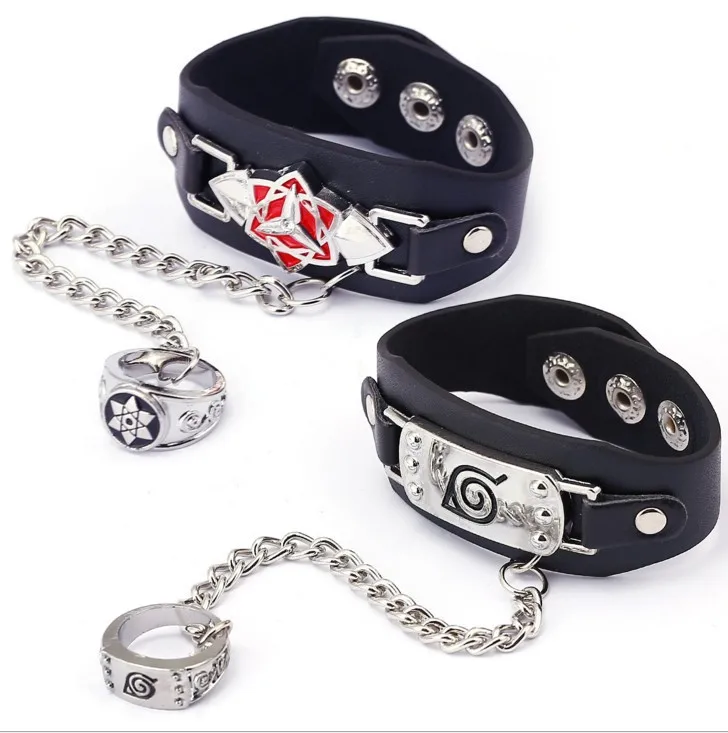 

Naruto Konoha Naruto Logo Sasuke Uchiha Itachi Ki Kakashi Writing Round Eye Bracelet Ring Cosplay Costume Accessories Anime Toy
