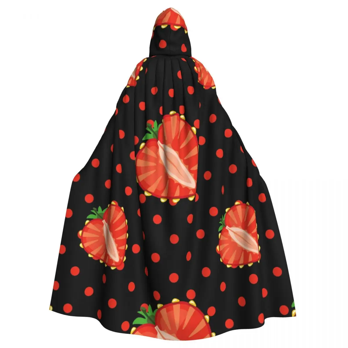 

Hooded Cloak Unisex Cloak with Hood Heart Of Strawberry Berries And Polka Dot Pattern Cloak Vampire Witch Cape Cosplay Costume