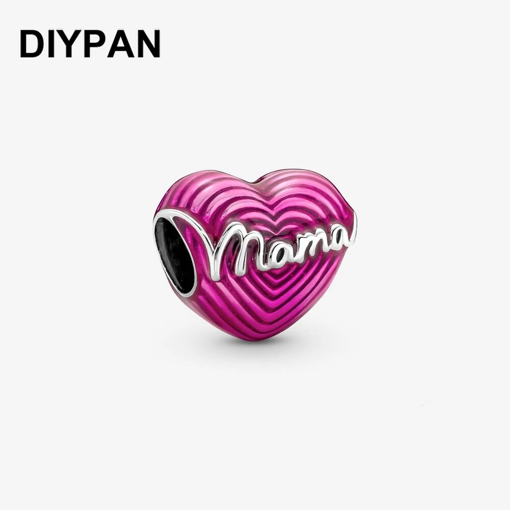 

Подходят для оригинальных браслетов Pandora, изящные бусины-шармы в форме сердца Love Mama, женские Украшения «сделай сам»