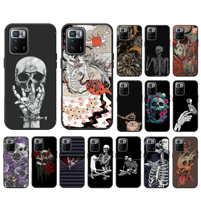 

Skull Skeleton Tattoo illustration Art Phone Case For Xiaomi Redmi Note 11 10 Pro Note 8 Pro 9Pro Note9 9S 10S 9T Redmi 10 9C 9A