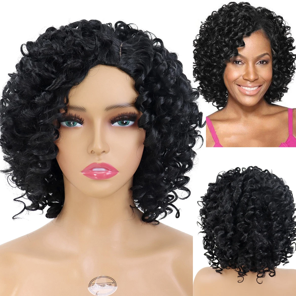 

GNIMEGIL Synthetic Hair Black Women Wigs Afro Curly Wig Kinky Curls Short Wig Natural Hairstyle African Wigs for Hispanic Women