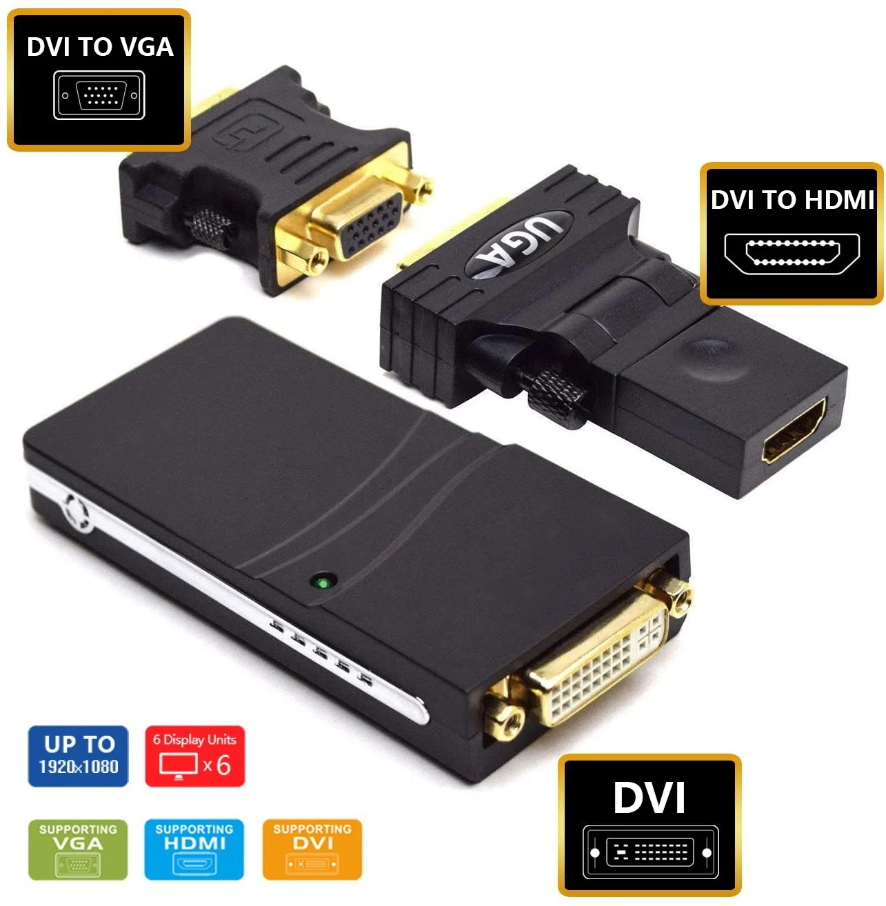 

USB 2.0 to DVI/VGA/HDMI Video Graphics Display Adapter (HDTV CRT LCD Projector) Displaylink Supports Windows 10/8.1/8/7