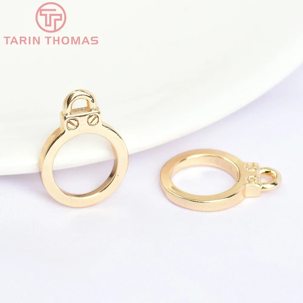 (5790) 4 шт. 15x20 мм 24-каратного золота латунные круглые подвески высокое качество