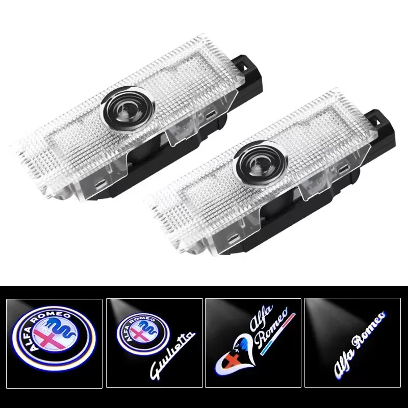 

2/4 Pcs High Quility HD Car Door Projection Lamp Emblem Welcome Light For Alfa Romeo Giulia Stelvio Giulietta Mito 159