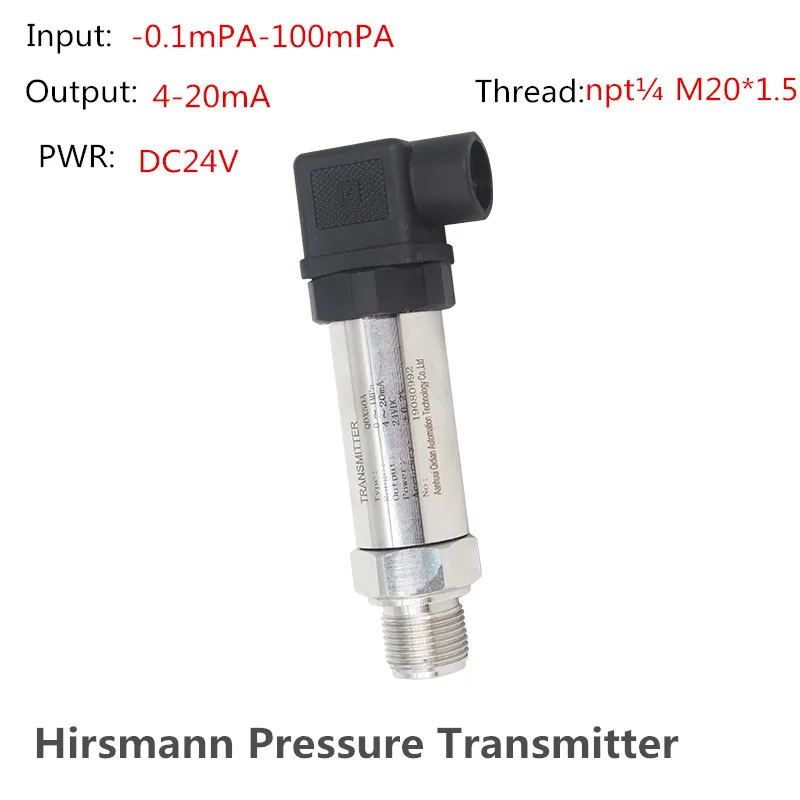

0-250Bar 100Mpa Pressure Transmitter Sensor 0-10V Output Transducer Sensor 12-36VDC M20*1.5 G1/4 Accuracy 0.25% QDX50A