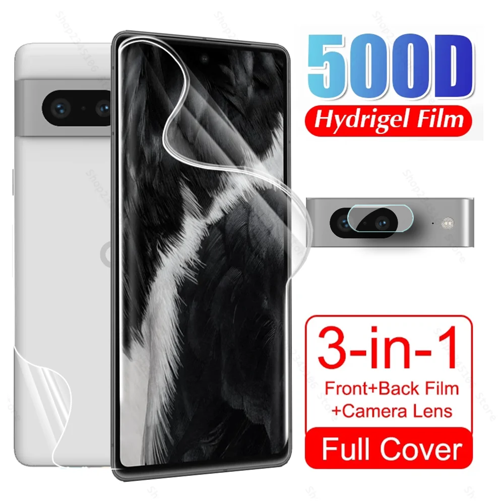 

3To1 500D Front Back Cover Hydrogel Film For Google Pixel 7a 7 Pro Screen Protector Googe Pixel7 A 7Pro Pixel7a Lens Clear Glass