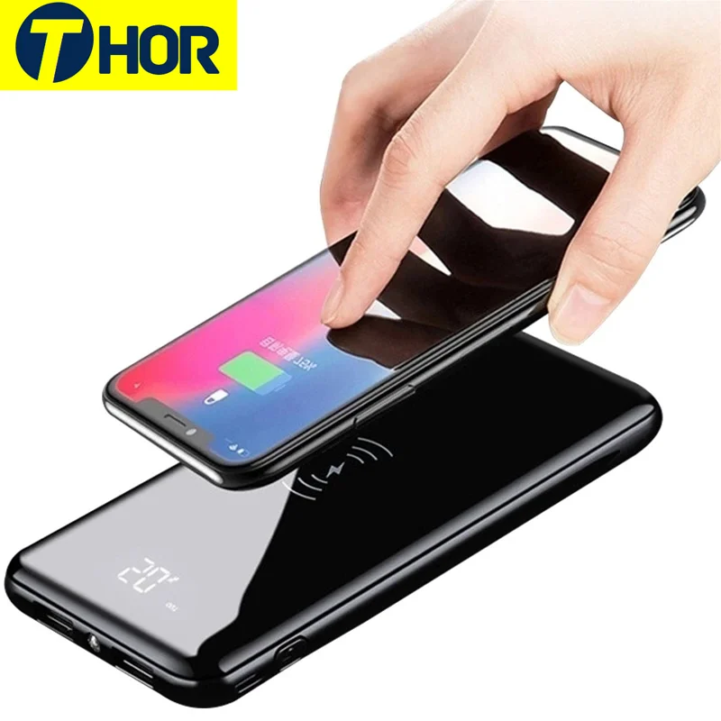Qi Wireless Power Bank Built-in Charger  30000mah Powerbank Portable Wireless Charger For iPhone Samsung External Battery Bank
