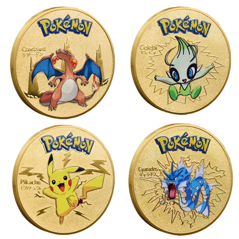 Купи 20 Styles of Pokemon Metal Coin Charizard Commemorative Coin Pikachu Pokemon Game Cards Favorite Silver Gold Kids Toy Gift за 82 рублей в магазине AliExpress