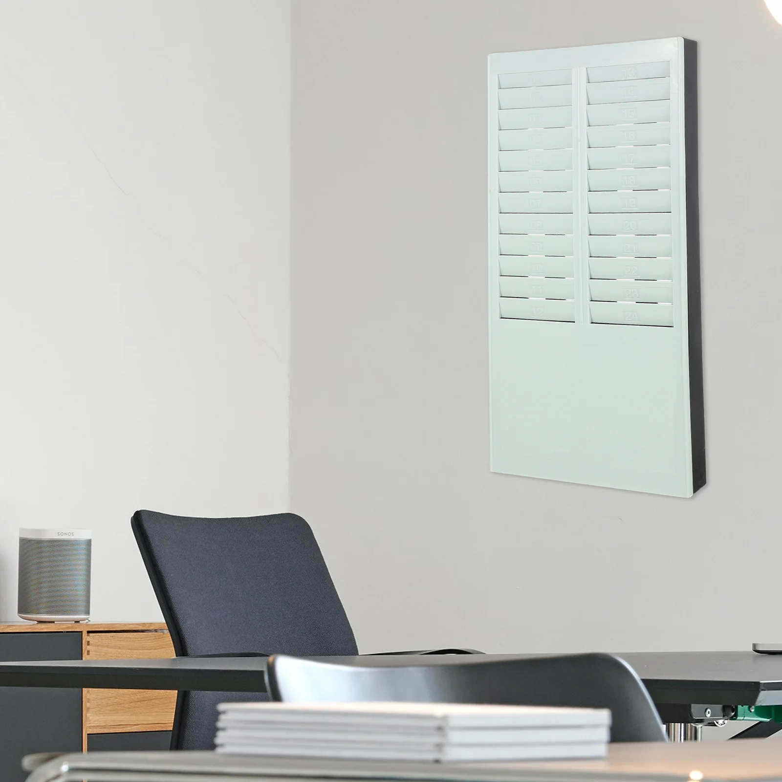 

24- Attendance Card Holder Cards Storage Rack Time Slot Wall Mount Plastic Business Office Supply