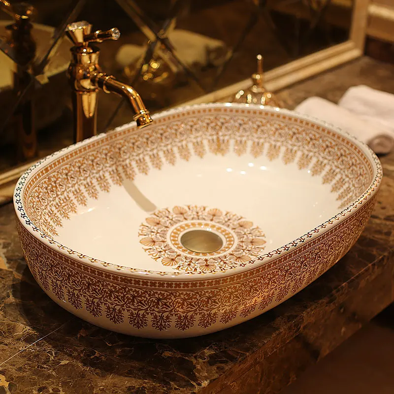 Hot Selling Jingdezhen Ceramic Wash Basin green bathroom sinks countertops
