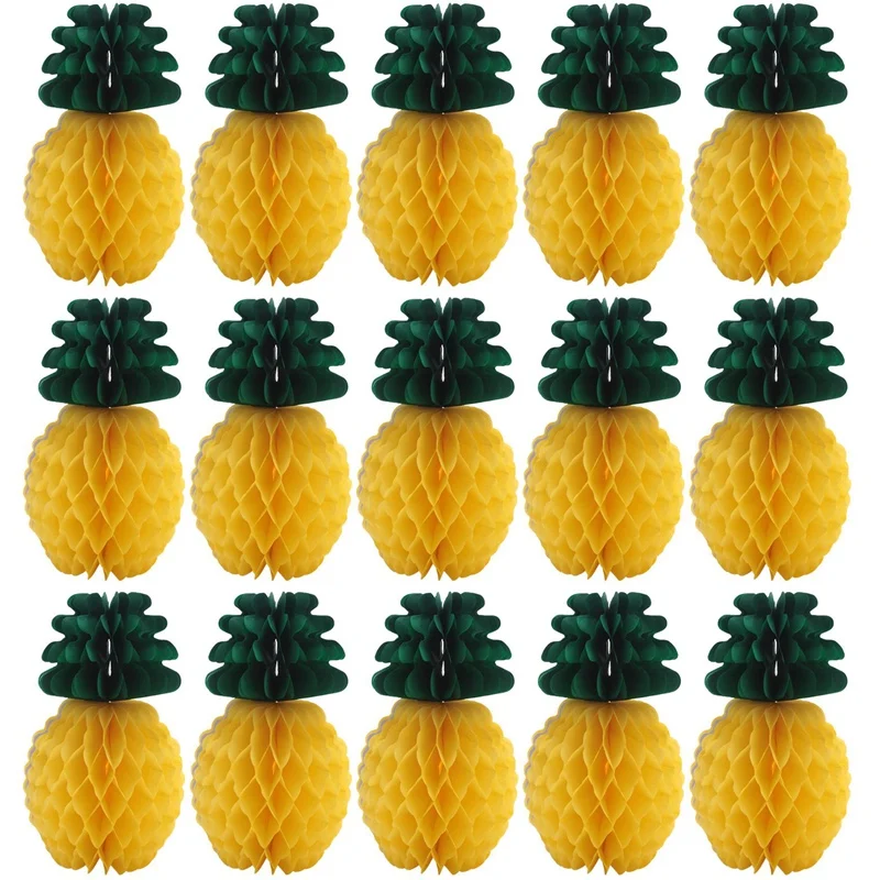 

24 Packs Pineapple Honeycomb Centerpieces Tissue Paper Pineapple 8 Inch Party Supplies Table Hanging Decoration Hawaiian