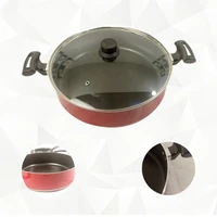 frying pan non stick casserole red glass lid 31