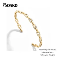 boako 18k gold color fashion charm bracelets for women crystal zircon adjustable bangles on hand chain jewelry bracelets