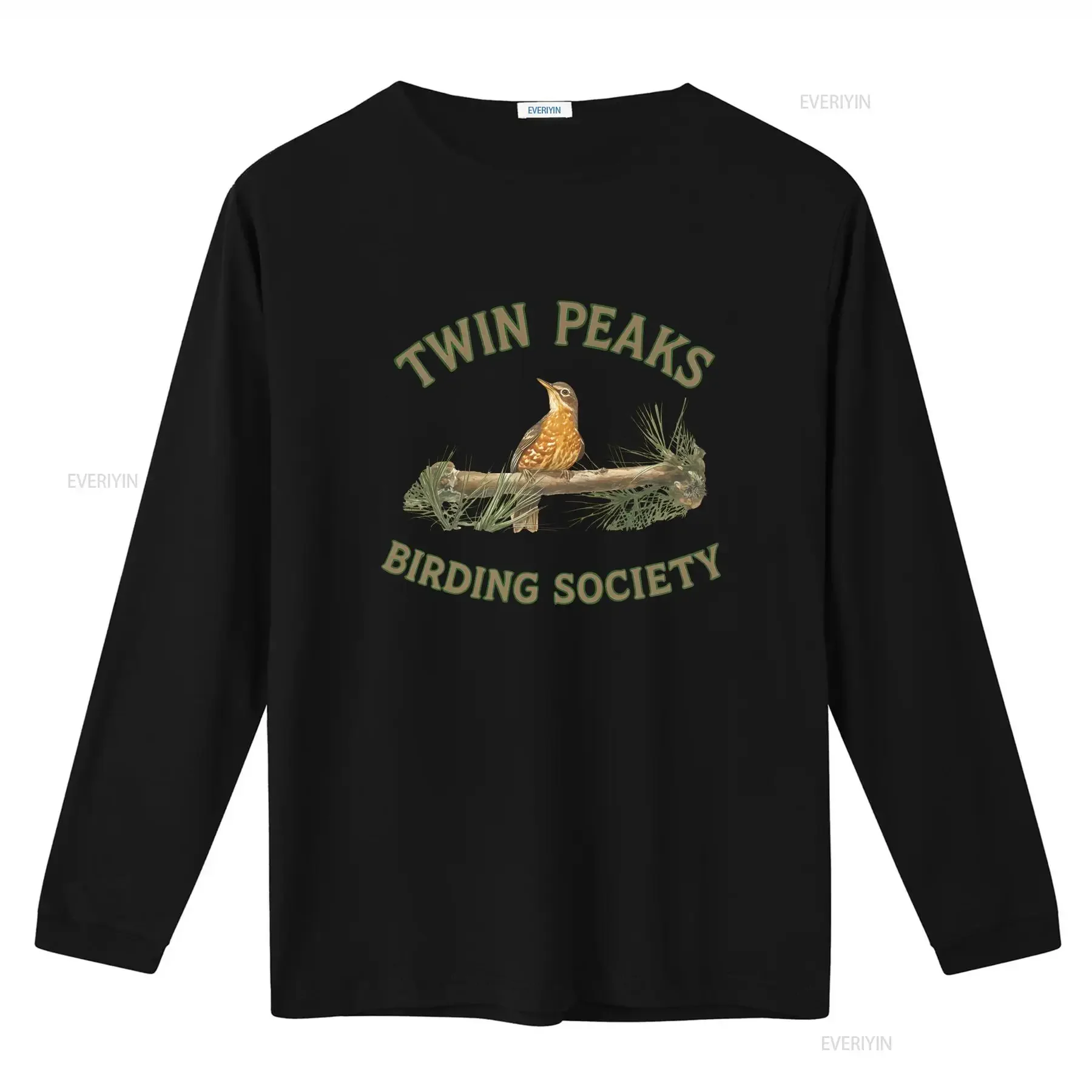 Фото Футболка Twin Peaks Birding Society с изображением Дэвида Линча, забавная, хлопковая, винтажная, с эффектом потертости, для повседневной носки, стритвир, эластичная №3
