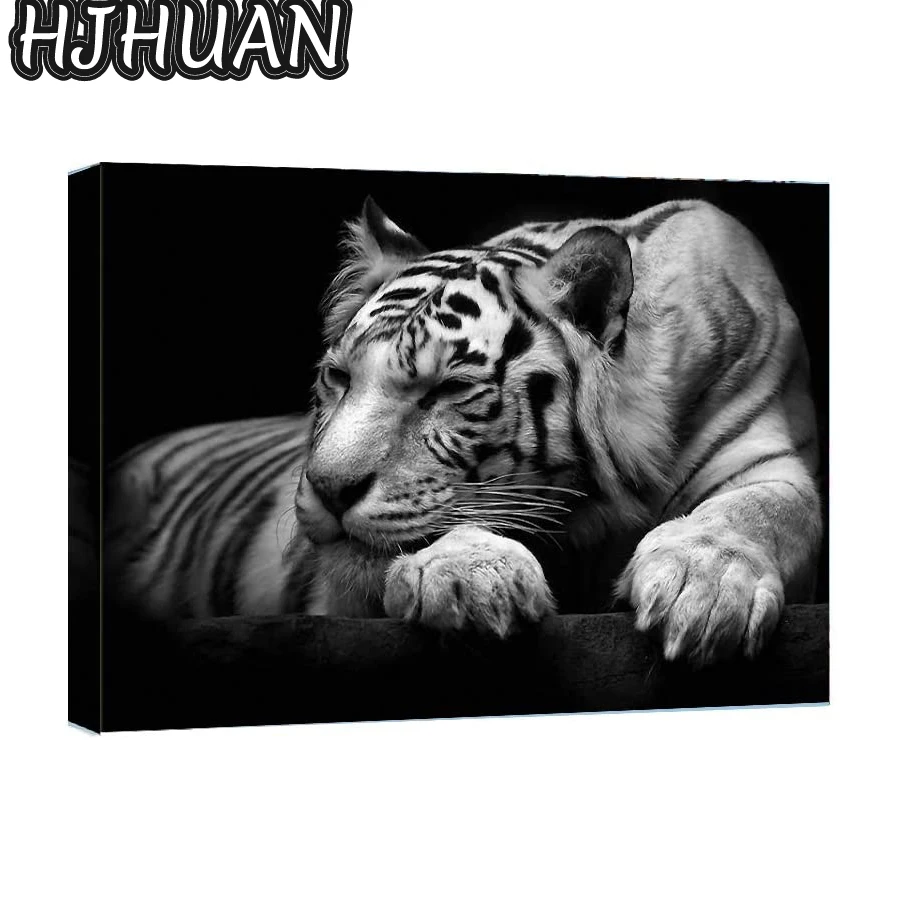 

Black and white animal art, tiger Diamond Painting Diamond Mosaic Diamond Embroidery Full Round Drill Diamond Embroidery Decor