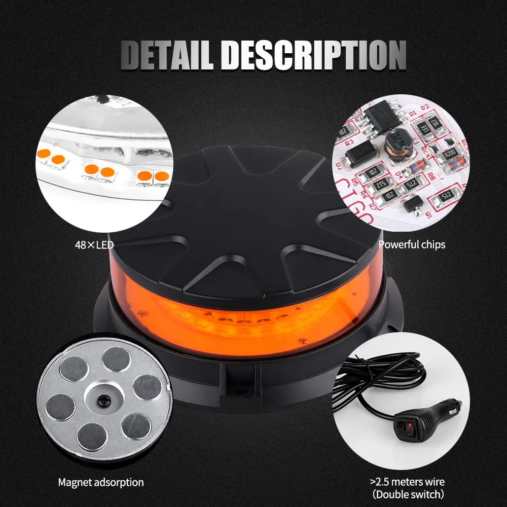 1 шт. светодиодный стробоскоп вращающийся мигающий маяк безопасный полицейский