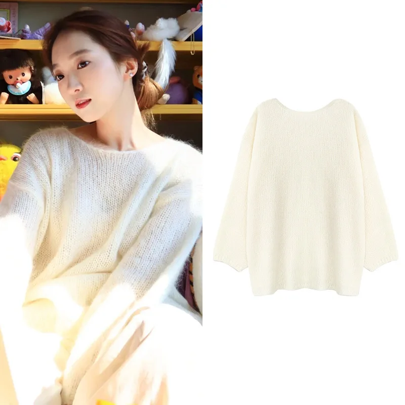 

[Stock] Yang Kaiwen with dyed long hair mohair fluffy air sense of skin lazy pullover knit female autumn
