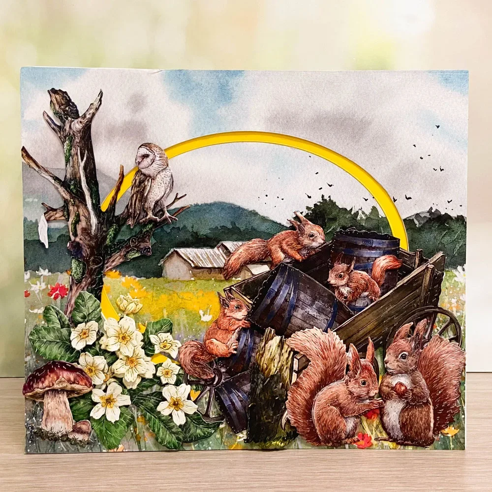 Штампы для скрапбукинга дерево сова цветок гриб рукоделия шаблон фотоальбома