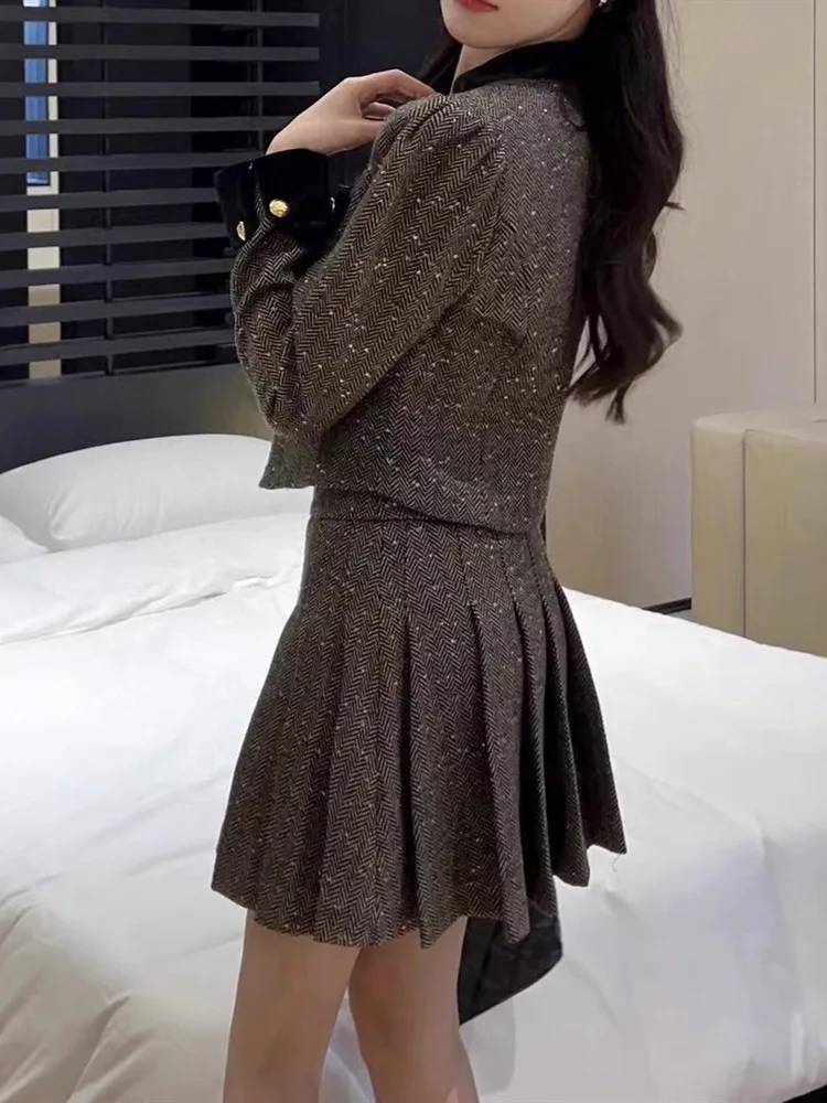 UCXQ элегантные комплекты Tide в европейском стиле лоскутная куртка с высокой талией