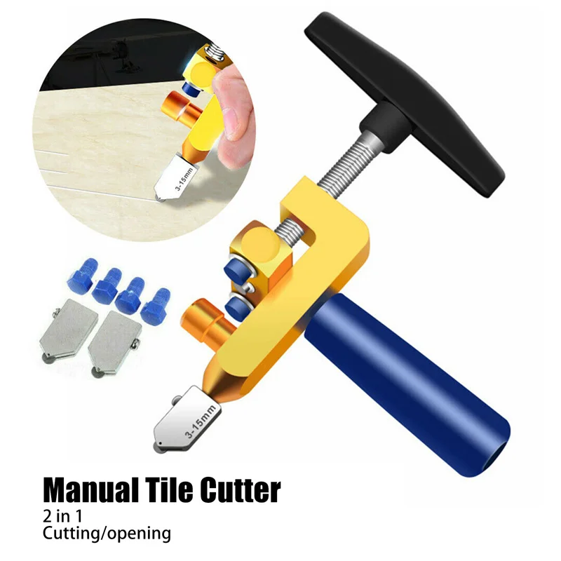 

2 In 1 Glass Tile Cutter Tungsten Steel Breaking Pliers Portable Construction Cutter Tool Hand Mirror Cutter