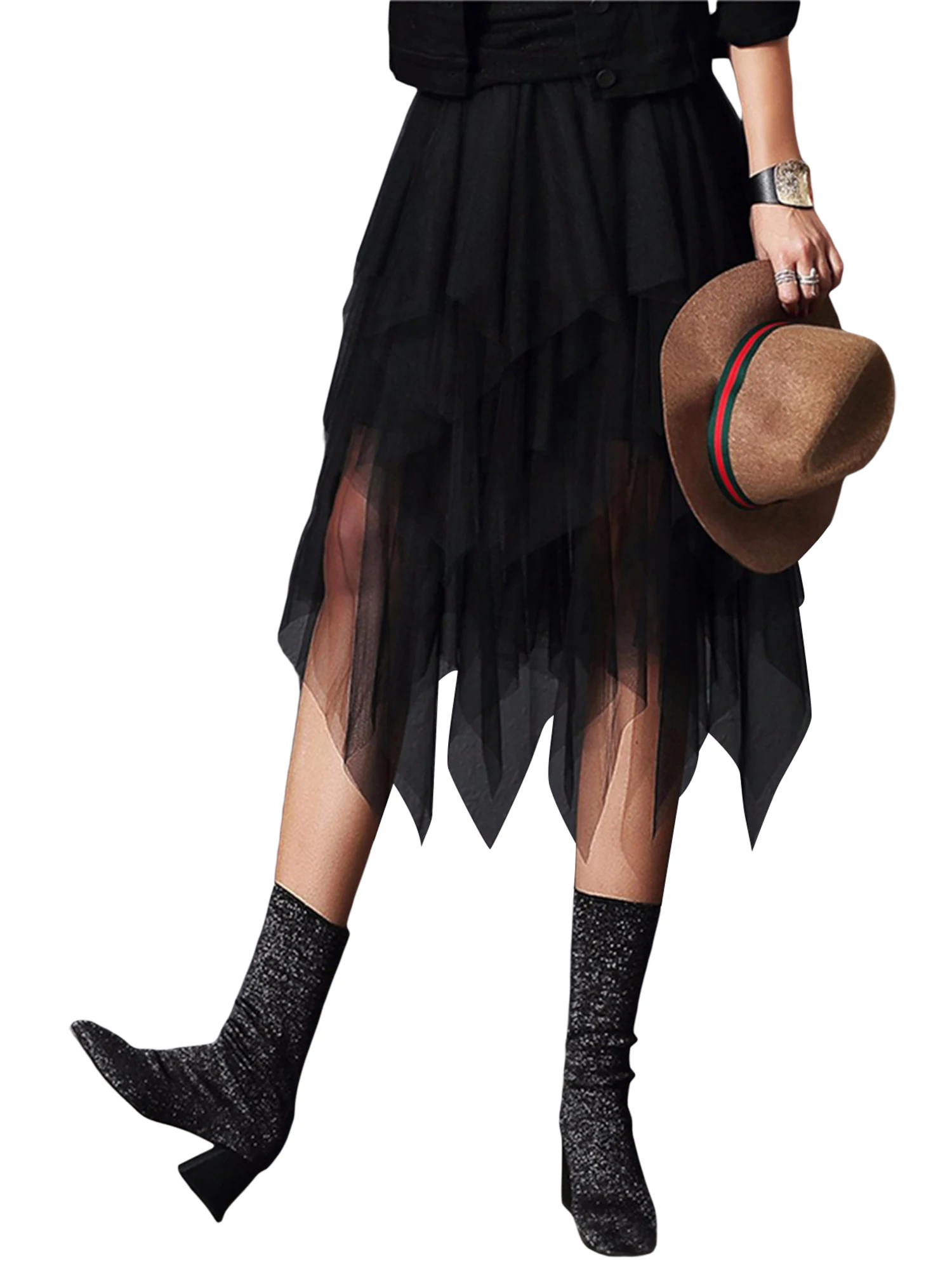 Женская однотонная сетчатая юбка