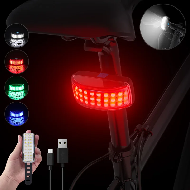

Bike Taillight 200 Lumens Bicycle Lamp with Red White Green Blue 4 Colors Sports LED USB Rechargeable High Intensity Waterproof