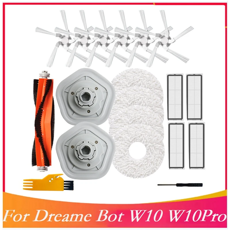 

19Pcs Replacement Accessories For Dreame W10/W10 Pro Vacuum Cleaner Washable Main Side Brush Mop Cloth HEPA Filter