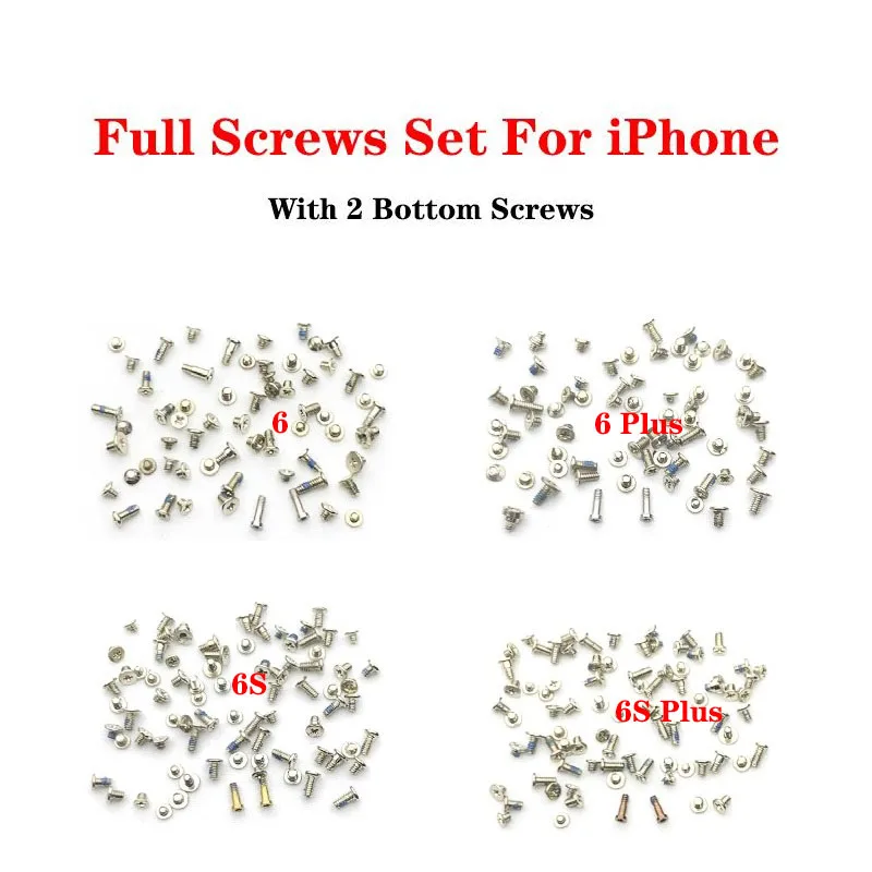 Полный набор винтов для замены iPhone 5 5S 6 6S 7 8 Plus X XR XS Max с нижним пятислойным винтом