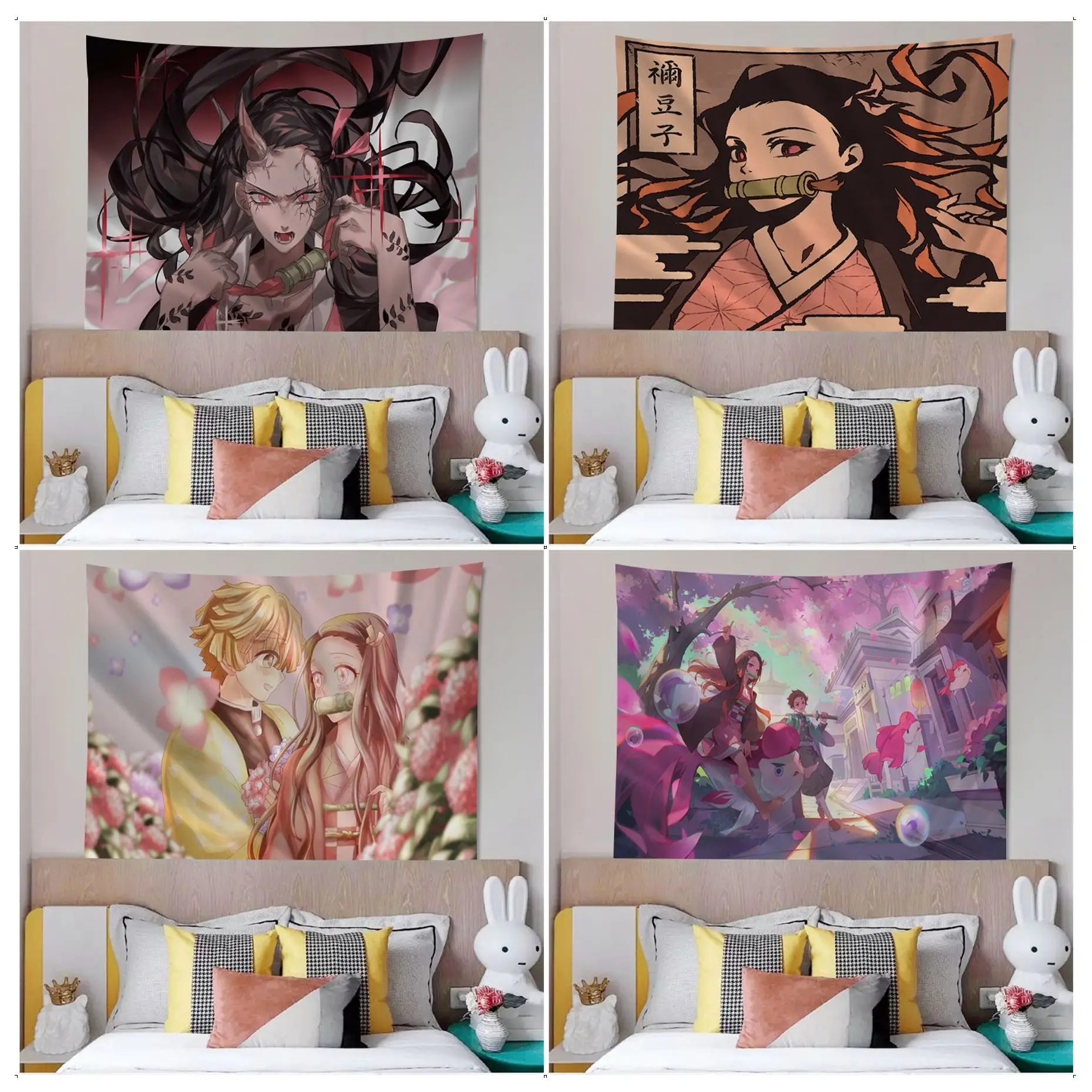 

BANDAI Anime Demon Slayer Kamado Nezuko Tapestry Wall Hanging Home Decoration Bohemian Decoration Divination Decor Blanket