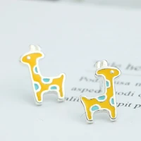 925 sterling silver female sweet earrings vivid giraffe elegant cute earrings for woman girl fashion party jewelry earring
