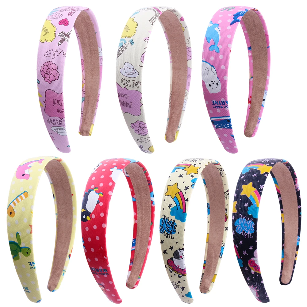 

Fashion Unicorn Printed Cartoon Star Hair Band Folds Pattern Hair Hoop Headbands Designer Haarband Hair Accessories for Women