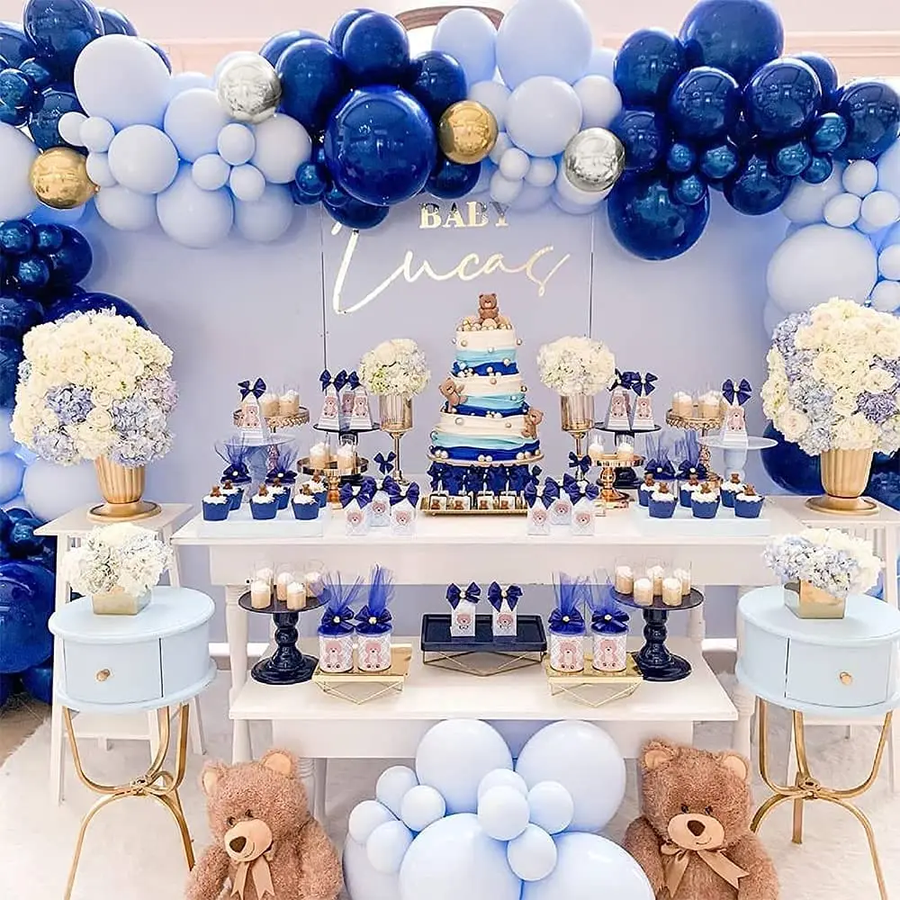 

115 Pcs Blue Balloons Macaron Metal Balloon Arch Birthday Wedding Balloon Baby Shower Bridal Shower Party Cocktail Party Decorat