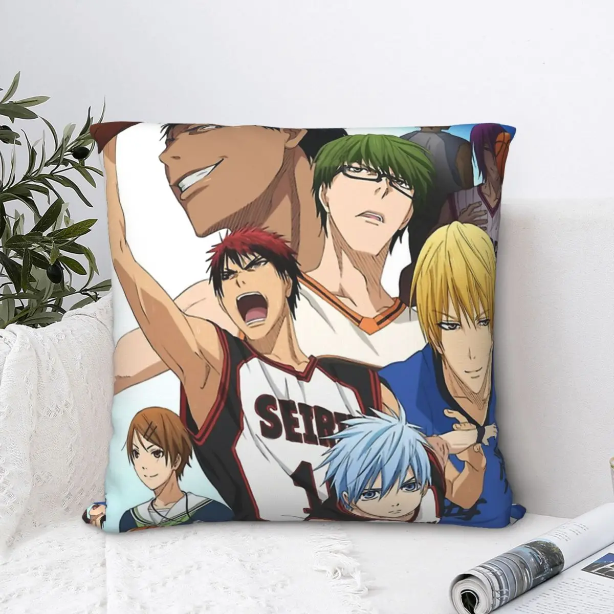 

Kuroko No Basket Kuroko With All Stars Throw Pillow Case Backpack Cushions Covers DIY Printed Washable Home Decor