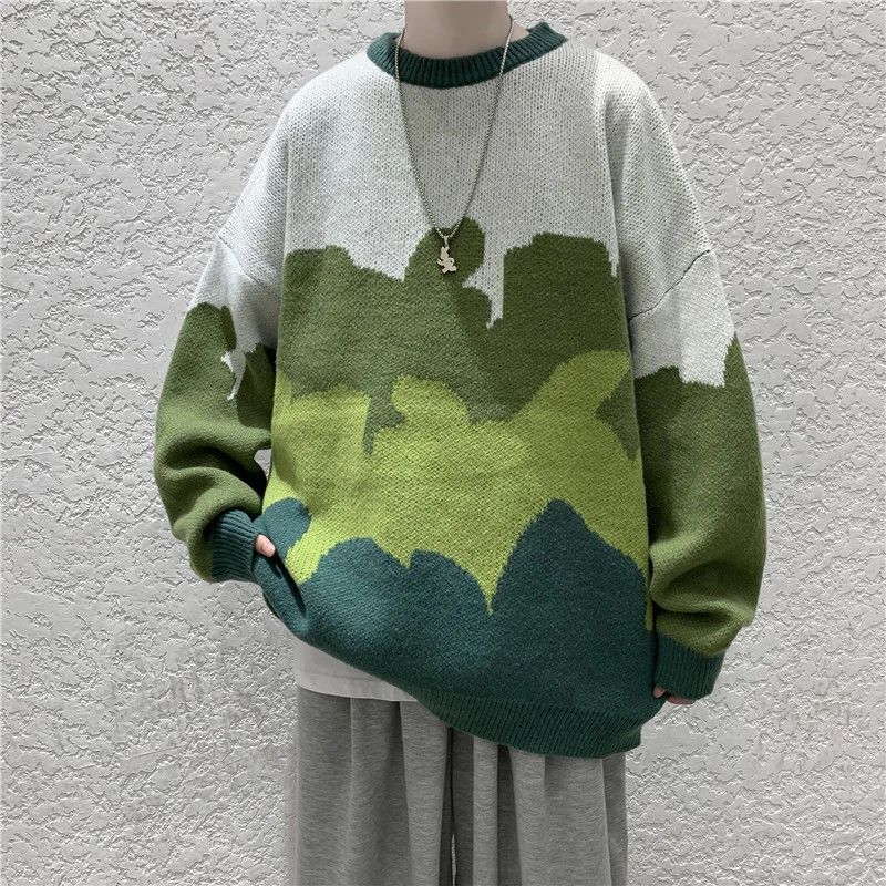 

Warm Sweater Men Winter Fashion Casual O-neck Knitting Pullover Men Korean Loose Printed Sweater Mens Jumper Clothes S-3XL