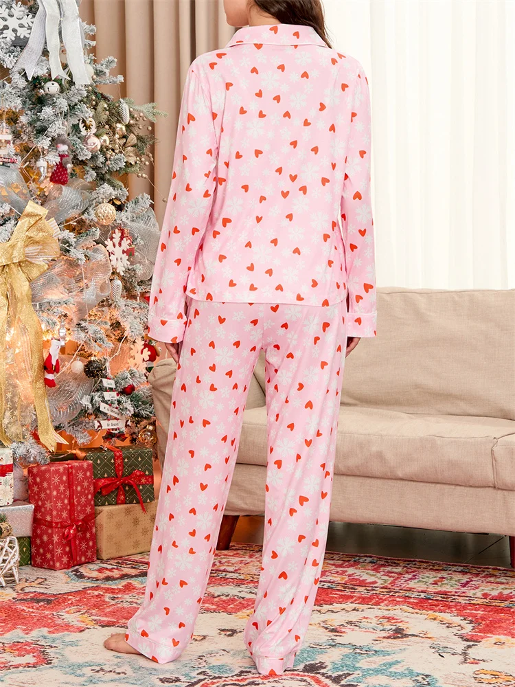 CHRONSTYLE женские рождественские пижамные комплекты снежинка с принтом сердца и
