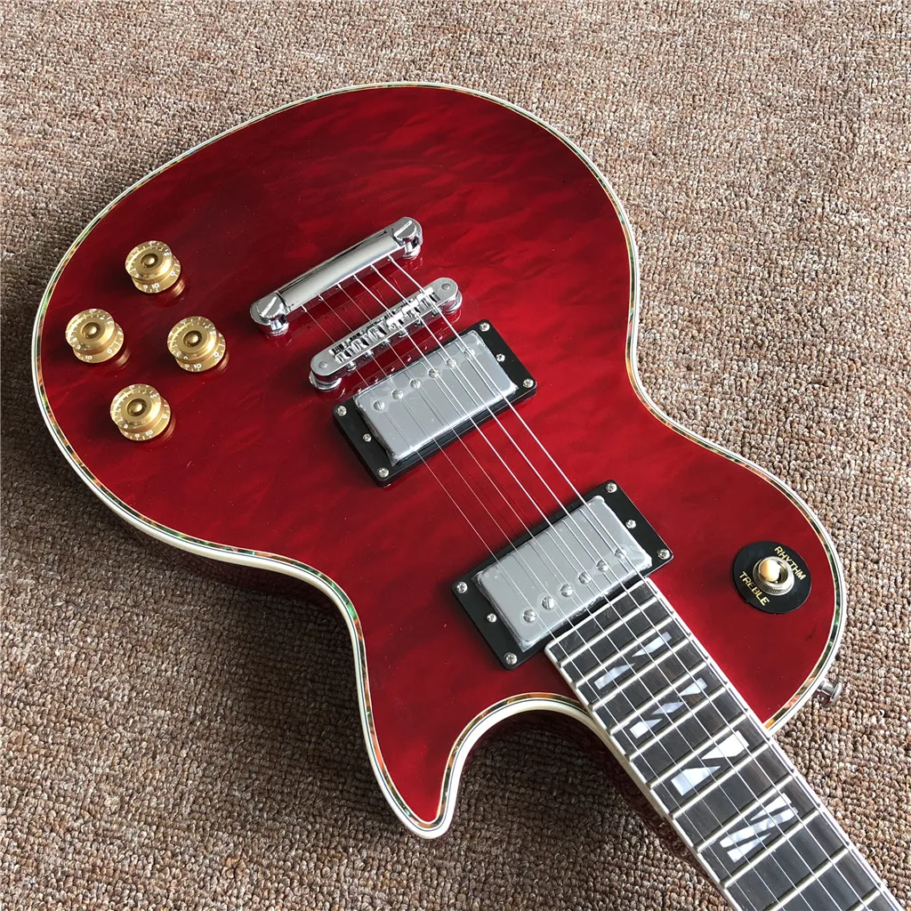 Новое поступление красная электрическая гитара с черным грифом и красочным