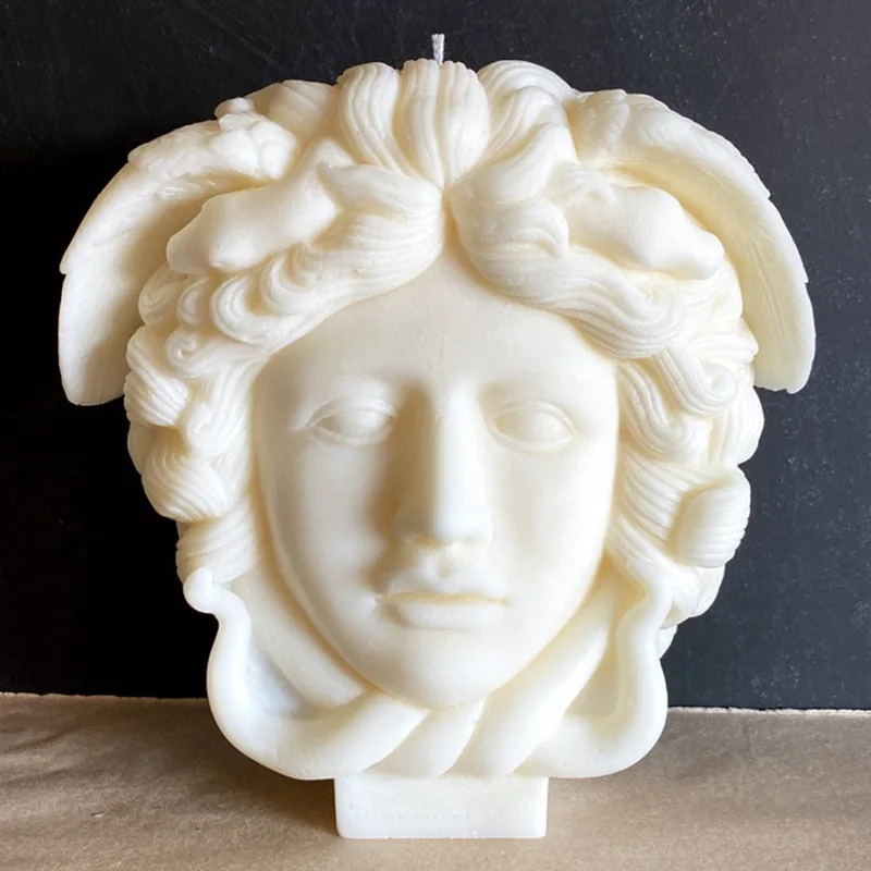 3D Medusa figür kafa heykel mum silikon kalıp Yunan tanrıçası yılan saç insan yüzü $single2 alçı ev dekorasyon malzemeleri