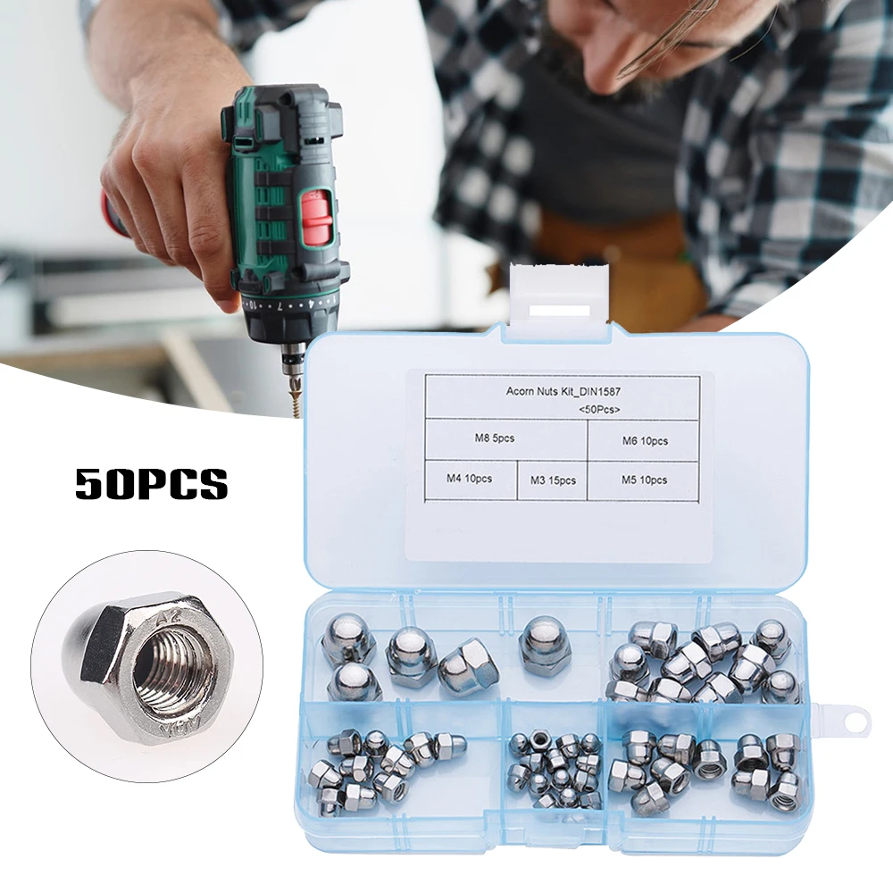 

Набор шестигранных гаек M3/4/5/304 из нержавеющей стали, 50 шт.