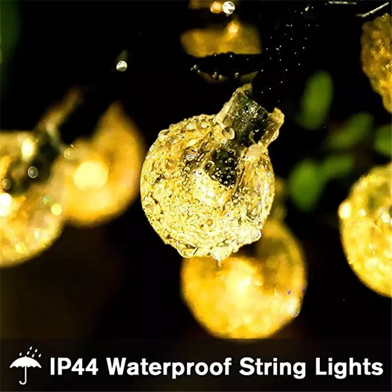 

New in 10M Crystal Ball LED String Light Fairy Christmas Lights Outdoor Garland Lamp Garden Wedding Party Decoration Battery Pow