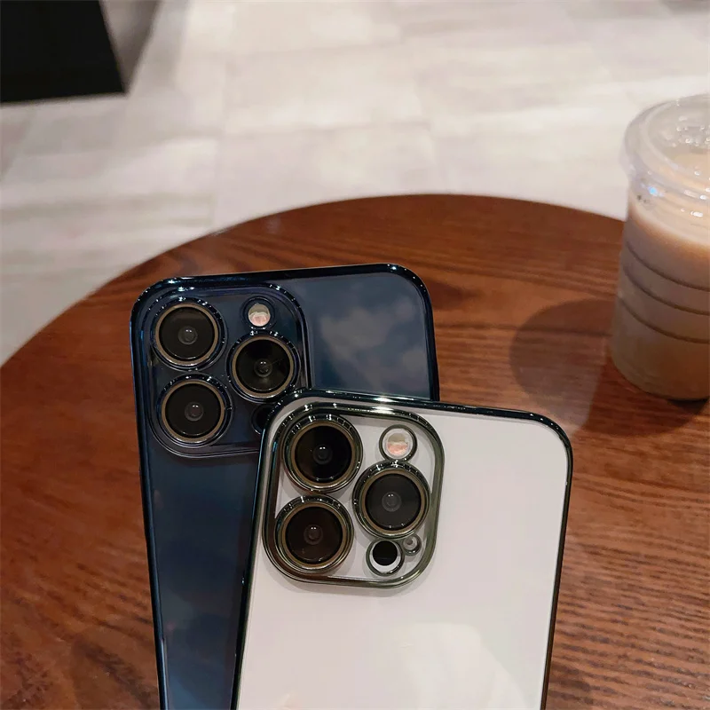 Чехол для телефона с кристаллами и полным объективом гальванический чехол iPhone